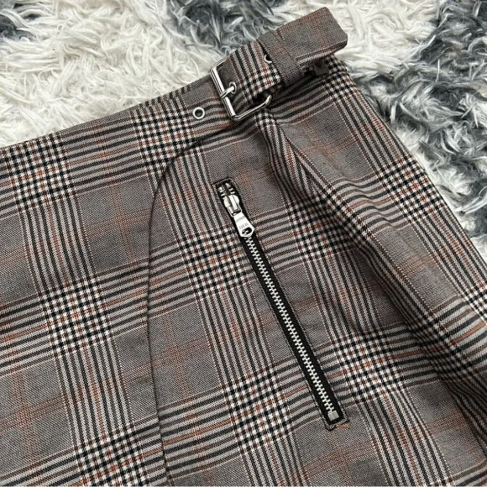 b+ab Plaid Wrap Mini Skirt